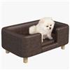 PawHut Divano per Animali effetto in pelle, cuscino rivestito in gommapiuma rimovibile, cane di taglia media piccola 74 x 48.5 x 31cm|Aosom