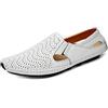 Asifn Eleganti Mocassino da Guida in Pelle Scarpe Traforata da Uomo da Barca Confortevole Traspirante Scarpe Oxford Piatte da Esterno（Bianco,40/41 EU,41 Taglia del Marchio