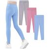 Domee Leggings Sportivi Pantaloni Ginnastica Bambina Pacco da 3 Marrone + Azzurro + Grigio 10-11 Anni (Produttore Taglia 160)