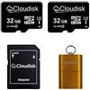 Cloudisk 2Pack 32GB Micro scheda SD Scheda di memoria MicroSD con adattatore SD + lettore di schede (32GB)