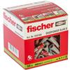fischer 555108 DuoPower Viti, Parete, universali, tasselli per calcestruzzo, Scatola Professionale da 50 Pezzi, Grigio e Rosso, 8x40 (tacos + tornillos)