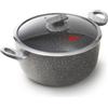 Casseruola 2 maniglie antiaderente con Coperchio in Vetro - Regina di Pietra Induction