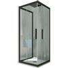 Forte Box doccia 3 lati scorrevole 80x100x80 CM H 200 Vetro Trasparente Profilo Nero Matt mod. Kolors Trio