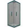 Forte Box doccia angolare scorrevole 80x100 CM H 200 Vetro Trasparente Profilo Verde Night Watch mod. Kolors