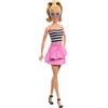 Barbie - Fashionistas n. 213 da Collezione 65° Anniversario, Bambola bionda con Top a Righe, Gonna Rosa e Occhiali da Sole, Giocattolo per Bambini, 3+ Anni, HRH11
