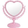 XPXKJ Specchio da 17,8 cm a forma di cuore, specchio da tavolo per il trucco, specchio di bellezza con ingrandimento 3X, specchio vintage, per bagno e camera da letto (a forma di cuore rosa)