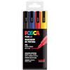 Posca Uni-Ball UNIPC3M/4C BASICUd Astuccio 4 pennarelli Posca Basic PC3M Fino, Blue, Standard