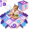 Humbi Tappetino puzzle Humbi Schiuma Eva per neonati e bambini tappeto per gattonare tappeto da gioco 31,5 x 31,5 x 1 cm box 95 x 95 cm numeri rosa viola blu bianco pastello