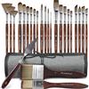 Fuumuui Set Pennelli Pittura Acrilica - 25 Pennelli Professionali Sintetici per Pittura Acrilico, Ad Olio, a Guazzo con borsa di tela e spatole per pittura | Pennello per Dipingere, Pennelli Pittura Olio