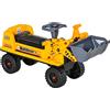 HOMCOM Ruspa Giocattolo con Volante, Escavatore Manuale e Vano Nascosto, Gioco Cavalcabile Bambini 2-3 Anni, 70x26x37cm, Giallo