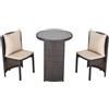 Outsunny Set Tavolino e Sedie da Giardino o da Esterno in Rattan, Set 3 Pz Tavolino e Sedie da Balcone, Marrone e Beige|Aosom