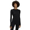 FALKE Wool-Tech Round Neck W L/S SH lana filo funzionale asciugatura rapida 1 pezzo, Maglia Donna, Nero (Black 3000), XL