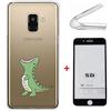 Ttimao Custodia Samsung Galaxy A7 2018 Ttimao Ultra Sottile Trasparente Morbido Flessibile TPU Silicone Cover [Pellicola Vetro Temperato] Shockproof Anti-Scratch Telefono Caso-Dinosauro