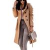 Oanviso Cappotto di Lana da Donna Lungo Casual Cappotto Slim Fit Coat Lana Donna Primavera Elegante Giacca con Cintura Moda Cappotto con Bottoni Lungo Tinta Unita A Cachi S
