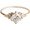 Sdouefos Anello vintage placcato oro anello di fidanzamento diamante anello nuziale 14k oro milgrain fascia per le donne (L 1/2)