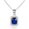 Diamond Treats Collana Donna in Argento Sterling 925 con Zirconi Taglio Smeraldo Bianchi, Verdi, Blu o Rossi, Elegante Collana Rettangolare in Argento con Confezione Regalo