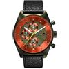 DeTomaso D10 Orologio da polso da uomo, analogico, al quarzo, colore verde oliva, colore arancione, Oliva, cinghia
