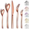 Berglander Set di posate in oro rosa 30 pezzi, robusto set di posate in acciaio inossidabile, titanio e rame, antiruggine, forchette e cucchiai, lavabili in lavastoviglie