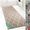 Floordirekt Tappeto passatoia con motivo, realizzato su misura, per cucina, corridoio e soggiorno, ornamento vintage a griglia orientale (80 x 300 cm, beige Cosenza)
