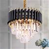Generico Lampadario di Cristallo Luce Moderna Goccia di Pioggia Cristalli Lampada a Sospensione Plafoniera Nera per Sala da Pranzo Soggiorno Cucina Isola Corridoio Ristorante,E14 x 5 Luci