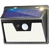 nipify 140 LED Luce Solare LED Esterno con Sensore di Movimento - 3 Modalità Lampada Solare da Esterno 180° IP65 Impermeabile Wireless Luci Faretti Solari a Led da Esterno per Giardino Garage Patio