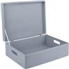 Creative Deco XL Grigio Grande Scatola in Legno | 40 x 30 x 14 cm | Coperchio e Maniglie | Cassetta Conteniore Portaoggetti Portagiochi Cofanetto Documenti Attrezzi | Perfetta per Decoupage e Decorare