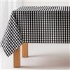 GAMUSI Tovaglia antimacchia in tela morbida al tatto, rettangolare, a quadretti vicky, cotone impermeabile, 140 x 300 cm, colore nero