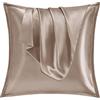 Vielit Set di 2 Federe Raso 80x80, Morbido Come Seta, Design Con Chiusura Cerniera per Cuscino, per Capelli Marrone