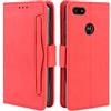 HualuBro Cover per Motorola Moto E6 Play, Flip Cover a Libro in Premium PU Pelle Magnetica Antiurto Case Portafoglio Custodia per Motorola Moto E6 Play Cover - Rosso