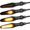Simda Pro Indicatori Frecce LED Moto Omologate E Mark con Effetto Dinamico Design Nero Universale per Moto Quad ATV Lampeggiante Sequenziale Alta Luminosità Norma IP67 Impermeabile