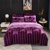Loussiesd Set di biancheria da letto con copripiumino king size da donna viola con stampa geometrica geometrica metallica, esagonale, set copripiumino con 2 federe, per adolescenti e adulti, a righe, in