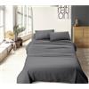 IlGruppone Completo Letto No Stiro Prodotto Italiano Set Lenzuola Tinta Unita Effetto Raso Lenzuolo sotto Fino 30 Cm con Angoli Elasticizzati sopra Federe - Antracite - Una Piazza e Mezza