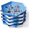 Becko US Vassoi impilabili per ordinare puzzle con coperchio, accessori puzzle per puzzle fino a 1500 pezzi, 8 vassoi esagonali in bianco e blu