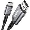 JSAUX Cavo USB C a HDMI 4K 1 Metri, Adattatore Tipo C (Custodia in Nylon e Alluminio) [Compatibile con Thunderbolt 3] per MacBook Pro/Air, iPad Pro/Air, iMac, Galaxy S23/S9 - Nero