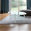 Toscohome Tavolino ovale da salotto 90x55 cm con 3 piani in vetro e gambe in acciaio - Mimas