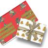 Glick Lussuosa carta da regalo natalizia piegata (3 fogli) con alberi di Natale, colore: rosso