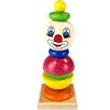 Hess Holzspielzeug 14980 - Gioco di impilamento in Legno, Motivo Clowny, Fatto a Mano, per Bambini dai 3 Anni, Torre con Anelli e Testa a Sfera