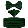 Alizeal Mens Satin Bow Tie, Cummerbund e Hanky Set (Verde Scuro)