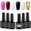 LagunaMoon Set di smalti in gel per unghie, 6 colori, rosa, rosso scuro, bianco, crema, nero, oro, ad alta lucentezza, per unghie fai da te di qualità professionale, kit per manicure e pedicure