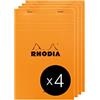 RHODIA 15600Cpack - Bloc-Notes a punto metallico N°15 Giantpad Orange - A5 - a righe - 150 fogli staccabili - Carta Clairefontaine 80g/m² -copertina in carta trattata- Confezione da 4 blocchi