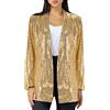 MNRIUOCII Donna Paillettes Blazer Paillettes Lustrini Giacca a maniche lunghe Glitter Partito Lucido Cappotto Rave Capispalla Donna Leopardo Cappotto, T2-oro, XL