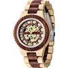 Tiong Orologio sportivo meccanico in legno quadrante digitale cavo cinturino in legno con lancette luminose orologio meccanico uomo