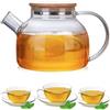 UNIQU Teiera in vetro da 1000 ml, teiera in vetro con infusore, teiera in borosilicato con infusore per tè sfuso, teiera a forma di mela, teiera con filtro in acciaio inox per tè sfuso
