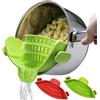 Norhogo Colino a scatto in silicone, scolapasta da cucina, scolapasta a clip, adatto per tutte le pentole e le ciotole, verde+rosso