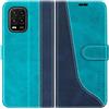 Mulbess Custodia per Xiaomi Mi 10 Lite 5G, Cover Magnetica Flip con Chiusura, Fessura Carte Portafoglio, Portacellulare Protezione, Elegante Blu Mint