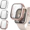 Kamita [3Pezzi] Kamita Custodia Compatibile con Apple Watch SE 3/SE 2/SE/6/5/4 44mm, Duro PC Bumper Cover con Protezione Dello Schermo, Antiurto Protettiva Custodie per iWatch 44 (Chiaro+Argento+Oro Rosa)