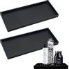 burkfeeg 2 Pezzi Vassoio Rettangolare Nero in Silicone Per Vanità, 20x10 cm | Lavello Della Cucina E Bagno - Portaoggetti Piccolo