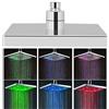 lyrlody Piazza Doccia Testa, Soffione Doccia a Pioggia Soffione Doccia Quadrato in Acciaio al Carbonio con Giunto Rotante e 7 Colori Luce LED, 20 x 20 x 2 cm