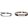 Armani Exchange Bracciale Da Uomo, L 40mm X L 5mm X H 5mm Bracciale In Acciaio Inox Argento, AXG0041040 & Tommy Hilfiger Jewelry Braccialetto da Uomo In Pelle Nero - 2790161