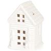 H&H Casetta in Porcellana, con LED, 7x6.6xH10cm. Batterie Non Incluse.